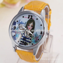 Stylish leather strap latest girls watches